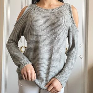 NWOT gray shoulder cutout sweater S